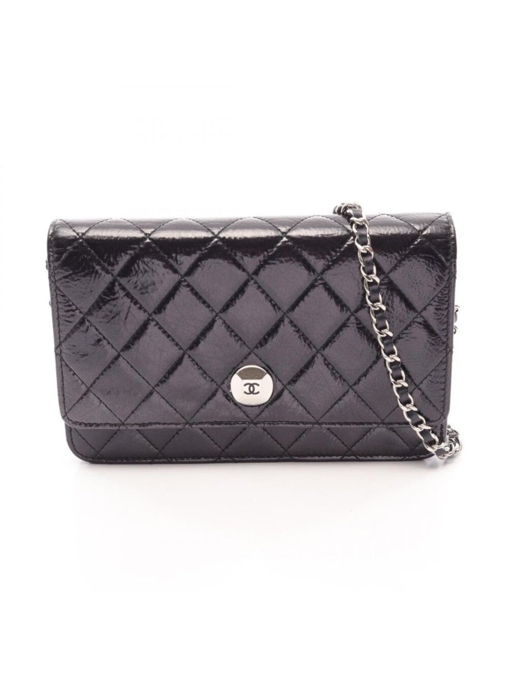 Chanel Shoulder Bag Quilted Black Leather Chain Wallet